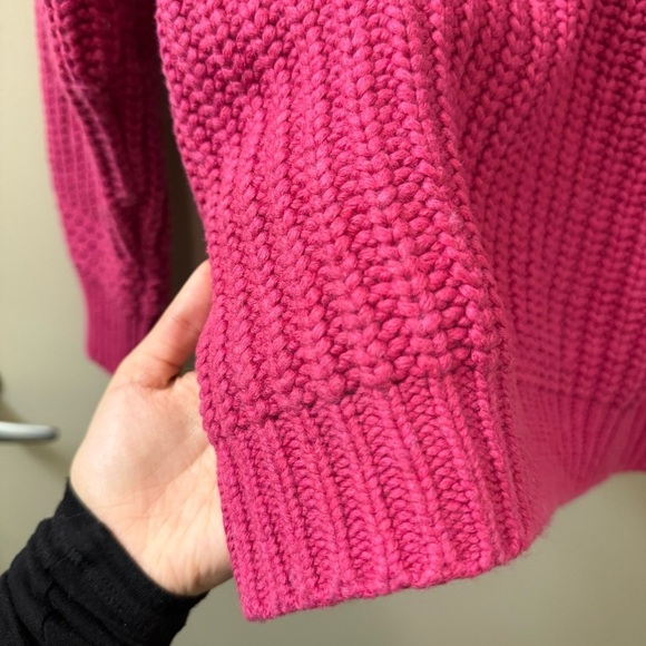 Marine Layer Chunky Oversized Crewneck Sweater Size XS Pink Rose Violet - Picture 11 of 13